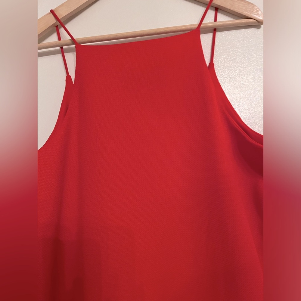 Red Spaghetti Strap Ruffle-Hem Dress - Picture 2 of 4
